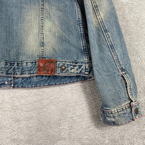 Y2K Polo Jeans Ralph Lauren Denim Jacket Womens XL Sherpa Lined Distressed 2000s - Picture 4 of 16